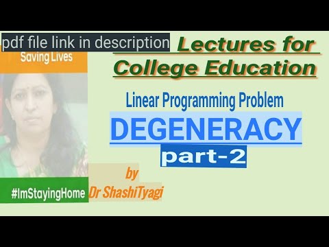 45 | Degeneracy part-2 in Linear Programming Problem by Dr ShashiTyagi ...