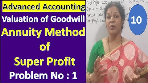 10. Valuation of Goodwill - Annuity Method of Super Profit Problem With Solution