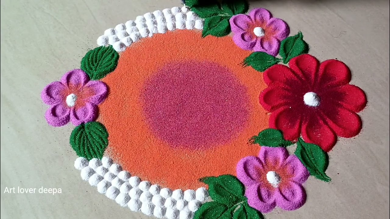 Sankranti rangoli design//easy and beautiful festival special rangoli design//simple rangoli//