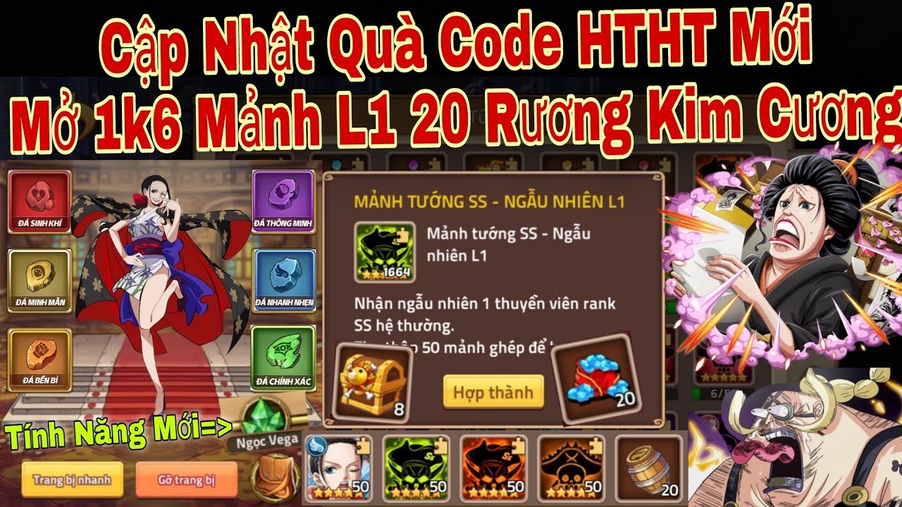 Cập Nhật Quà Code Huyền Thoại Hải Tặc Mới | Mở 20 Rương Kim Cương Mở 1k6 Mảnh L1 | ttđp