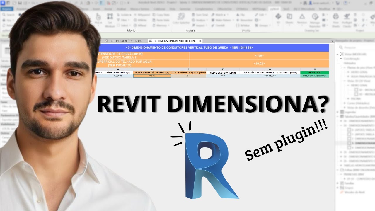 DIMENSIONAMENTO NO REVIT (sem plugin), É POSSIVEL? [DIMENSIONAMENTO HIDROSSANITÁRIO] REVIT 2026 MEP