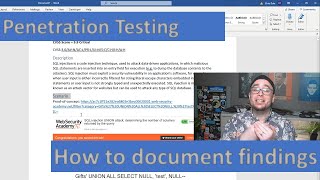 How to document Penetration Testing Findings