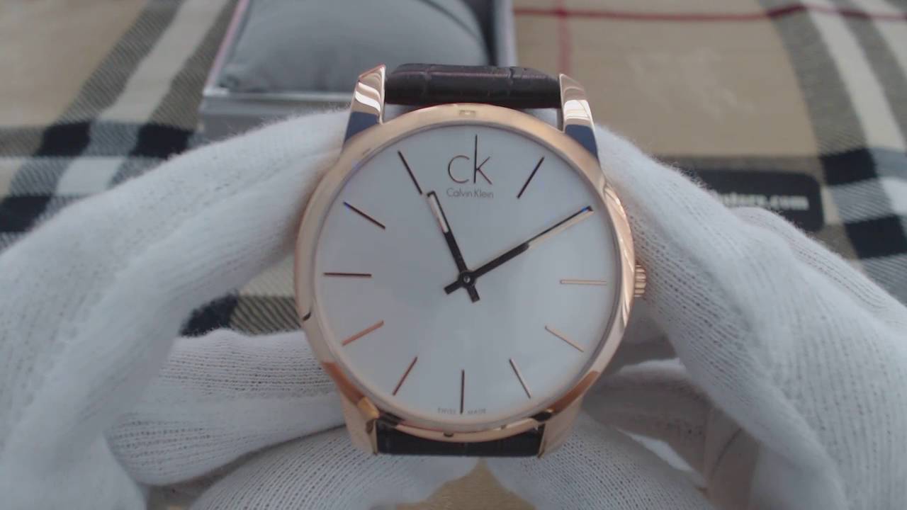 Men's Rose Gold Calvin Klein ck City Watch K2G21629 - YouTube