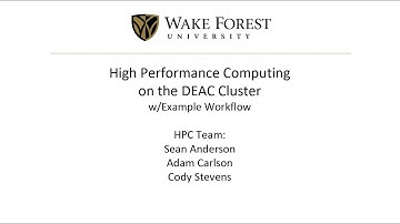 HPC on the DEAC Cluster 2020