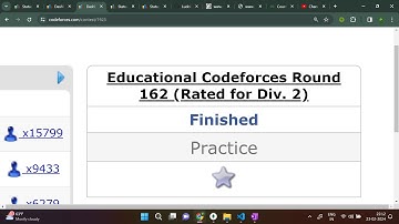 Educational Codeforces Round 162 (Rated for Div. 2) live commentry