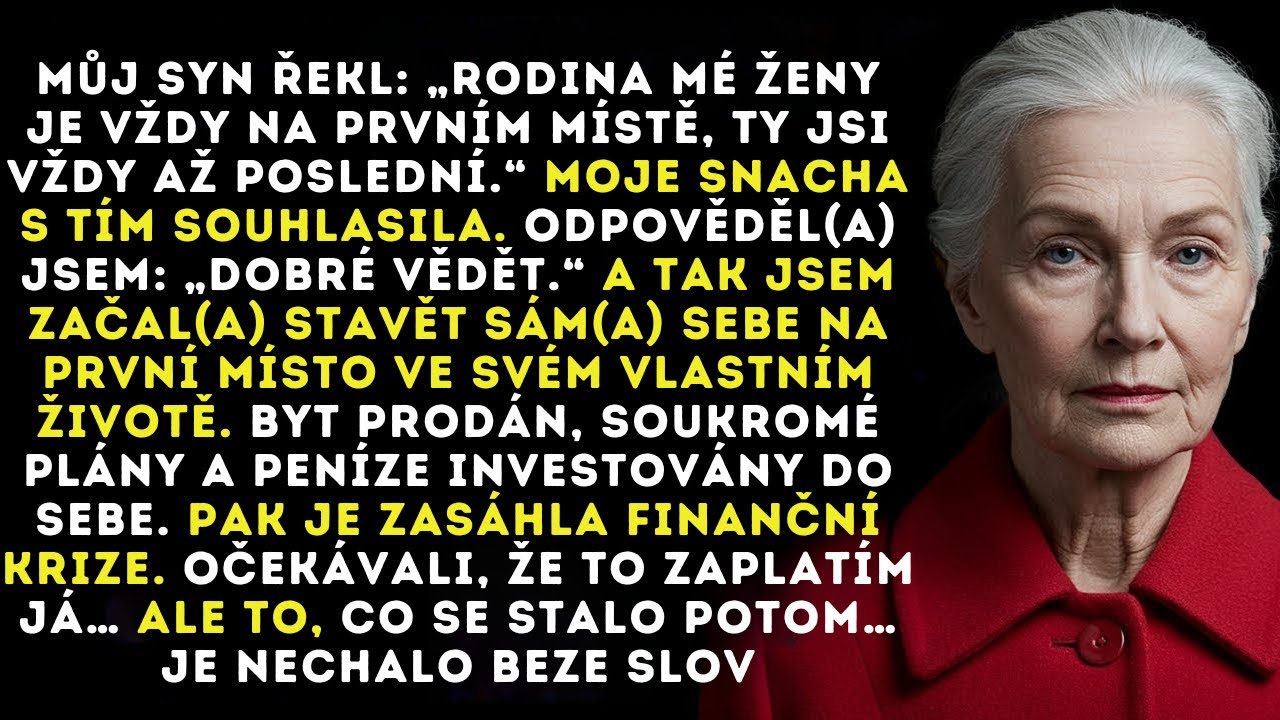 „Rodina mé ženy bude mít vždycky přednost. Ty budeš vždycky na posledním místě.“ Tohle mi řekl můj vlastní syn, když jsem seděla v jejich obýváku. Po 40 letech, kdy jsem prodala šperky, auto,...