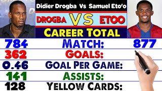 Didier Drogba Vs Samuel Eto'o  Career Compared ⚽ Match, Goals, Assist, Award, Cards, Trophies & More