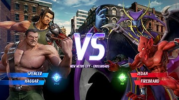 Spencer and Haggar vs Jedah and Firebrand - Marvel vs Capcom Infinite Gameplay