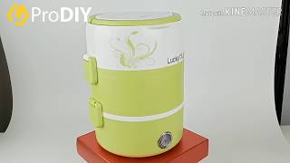 1.8L Electric Mini Stainless Steel 3 Layers Electric Steamer Portable Meal Thermal Heating Lunch Box