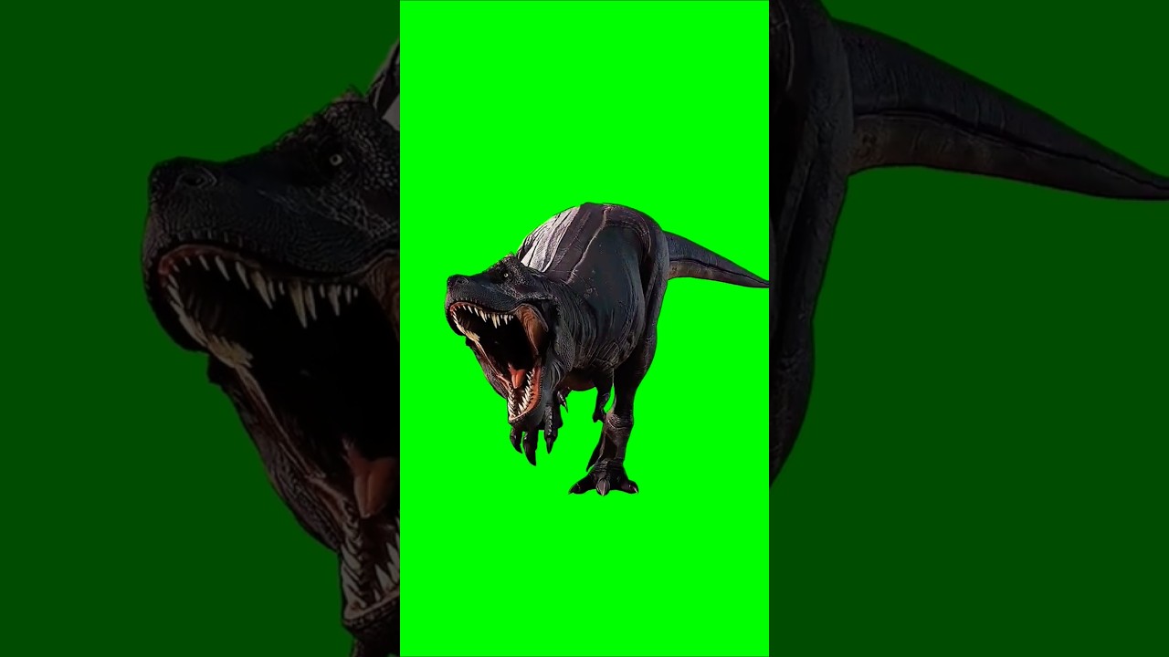 Dinosaur attack green screen video 