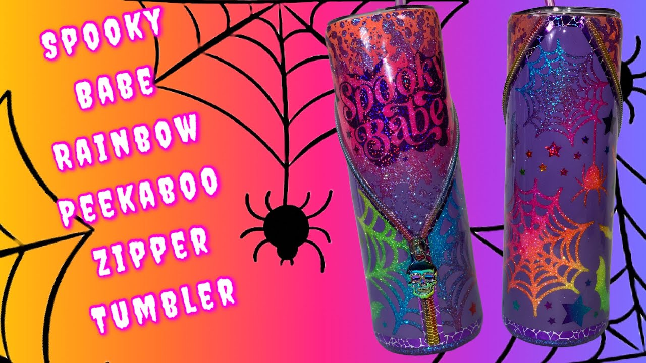 Spooky Babe Rainbow Peekaboo Zipper Tumbler