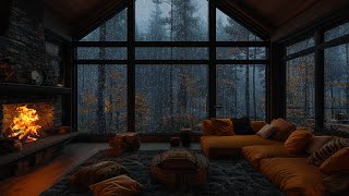 Rain by the Window with Cozy Fireplace for Relaxation, Good Sleep, Insomnia Relief, and Healing