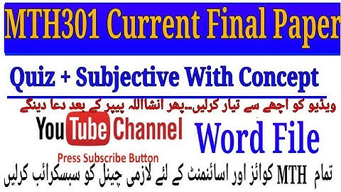 MTH301 Current Final Paper Quiz+ Subjective 2022 Completely Solved || virtual University|| vu paper|
