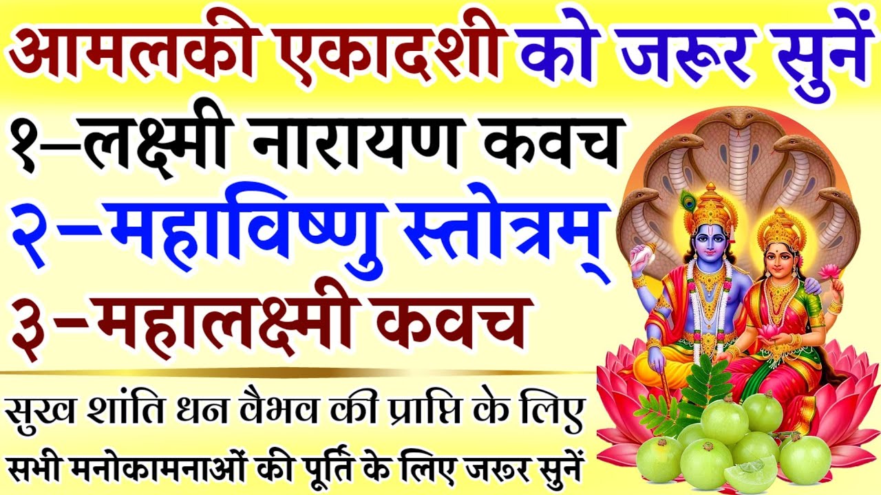 आमलकी एकादशी को जरूर सुनें || लक्ष्मी नारायण कवच || महाविष्णु स्तोत्र || महालक्ष्मी कवच || Ekadashi