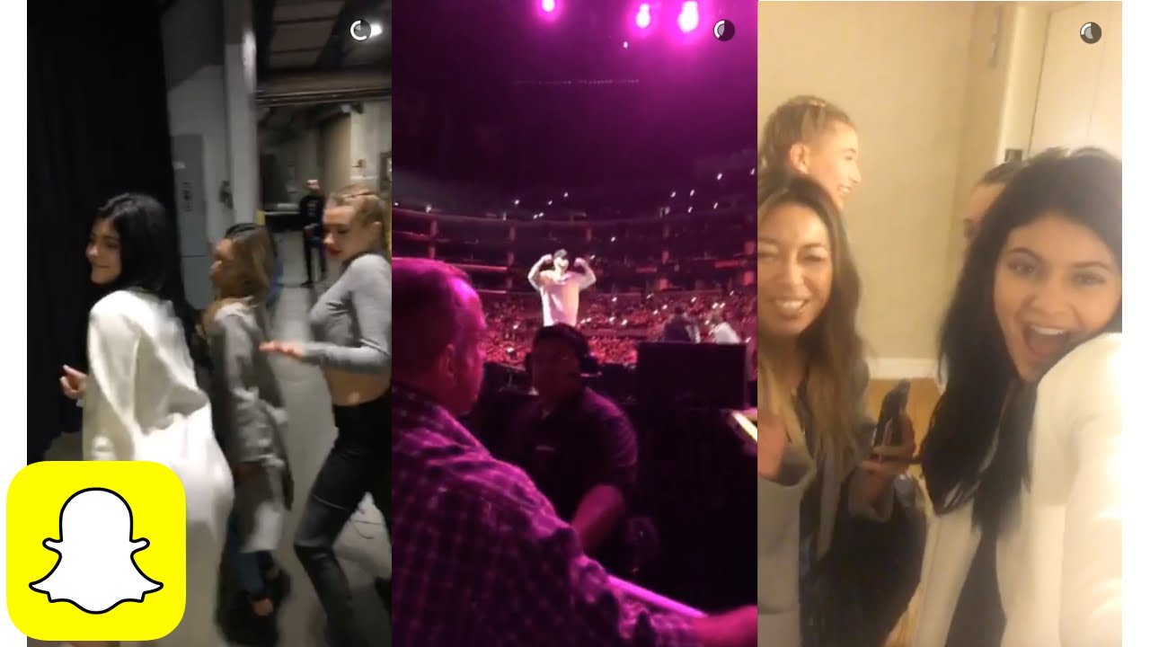 Kylie Jenner At Justin Biebers Concert On Snapchat W Hailey Baldwin Telana