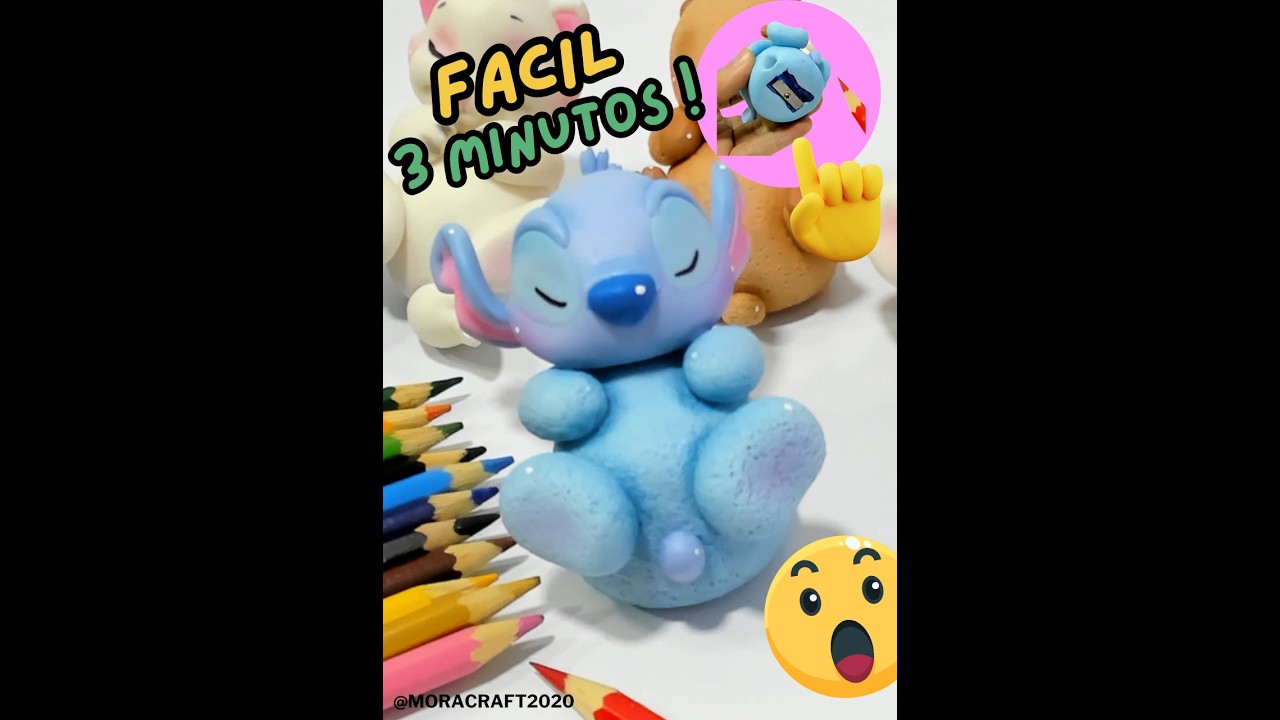 como hacer sacapunta facil de stich 2025 en porcelana fria en menos de 3 minutos