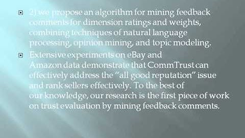 CommTrust Computing Multi Dimensional Trust by Mining E Commerce Feedback Comments