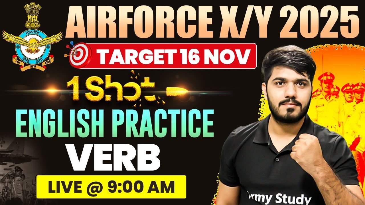 Airforce X/Y English Class 2024 | One Shot  | Airforce Exam Verb 2024