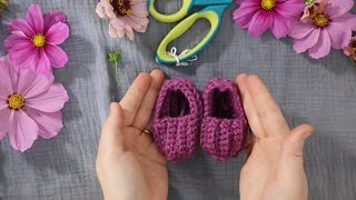 How to Crochet Baby Booties : QUICK & EASY ribbed pattern