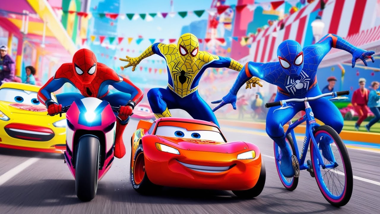 Spiderman Racing SPIDERMAN Racing on Mega Ramp Challenge for Amazing Car,Motorcycle ...