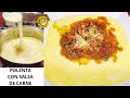 Polenta con Queso y salsa Boloñesa Rápido Fácil Delicias Cusqueñas Perú