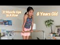 8 year old performing 31 clean muscle ups unbroken #muscleup #fitkid  #calisthenics #streetworkout 