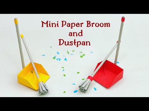 DIY MINI PAPER BROOM AND DUSTPAN / Paper Crafts For School / Paper Craft / Easy kids craft ideas
