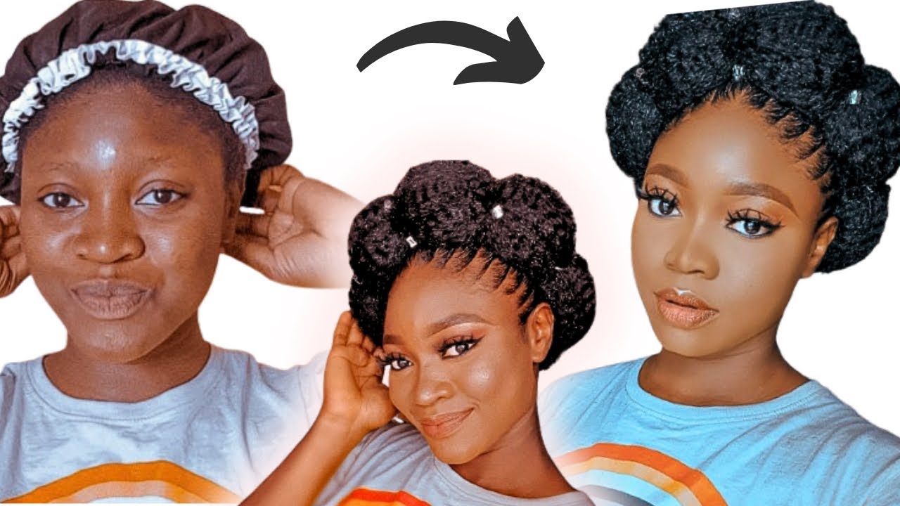 5-Minute Bubble Afro Halo | Christmas Protective Hairstyle for Short Natural Hair #protectivestyles
