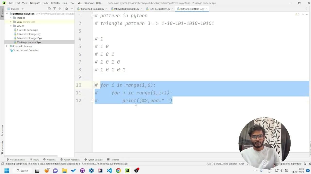 pattern in python ,triangle | 05 | patterns in python - YouTube