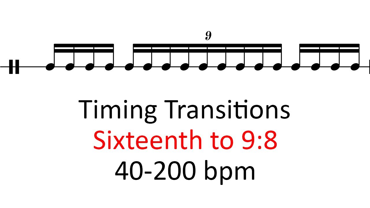 Timing transitions (Sixteenth to 9:8) | 40-200 bpm sheet music - YouTube