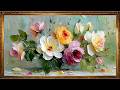 Textured Rose Bouquet TV Frame Art | Elegant Pink Yellow White Floral Digital Wall Art for Samsung