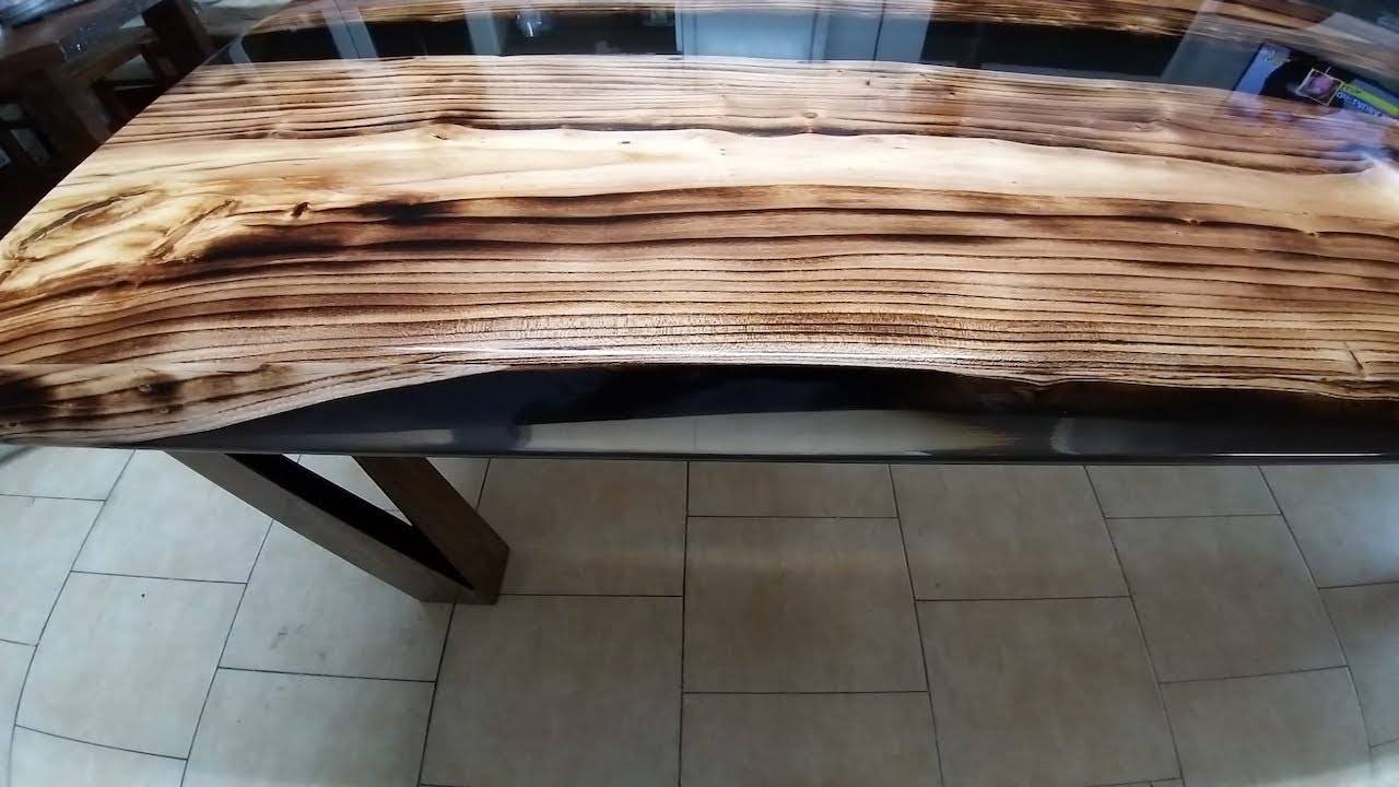 Come fare un tavolo in legno e resina epossidica trasparente effetto fumé  - KEMIEPOX 148 Cristal 