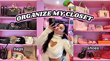 HUGE CLOSET MAKEOVER! Organizing all my bags and shoes!