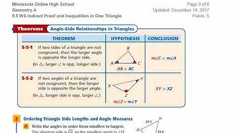 Geometry: Indirect Proof and Inequalities in One Triangle Help Video