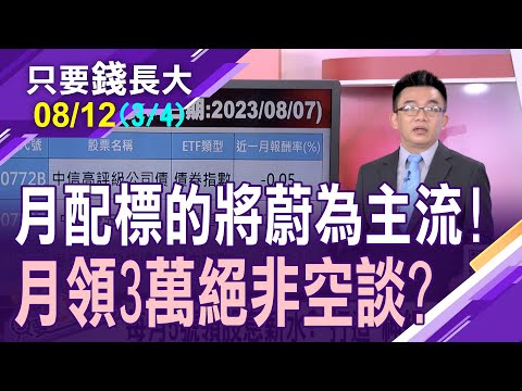 00929等3檔月配息ETF大比拚!"無腦存"前必知兩三事!高達40間公司喊季配 權王改季配存得有信心?│20230812(第3/4段)只要錢長大*鄭明娟(呂漢威)