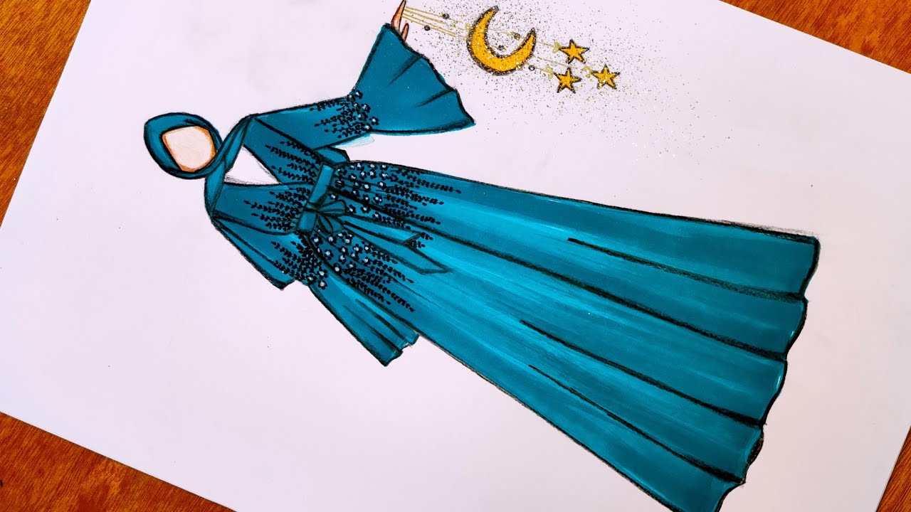 رسم عباية جميلة لشهر رمضان 🌙✨سهلة جدا بالخطوات | رسومات رمضان | رسم أزياء رمضان