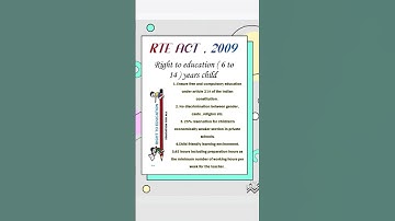 RTE ACT 2009 #CTET, #HTET#DSSSB  teaching exams