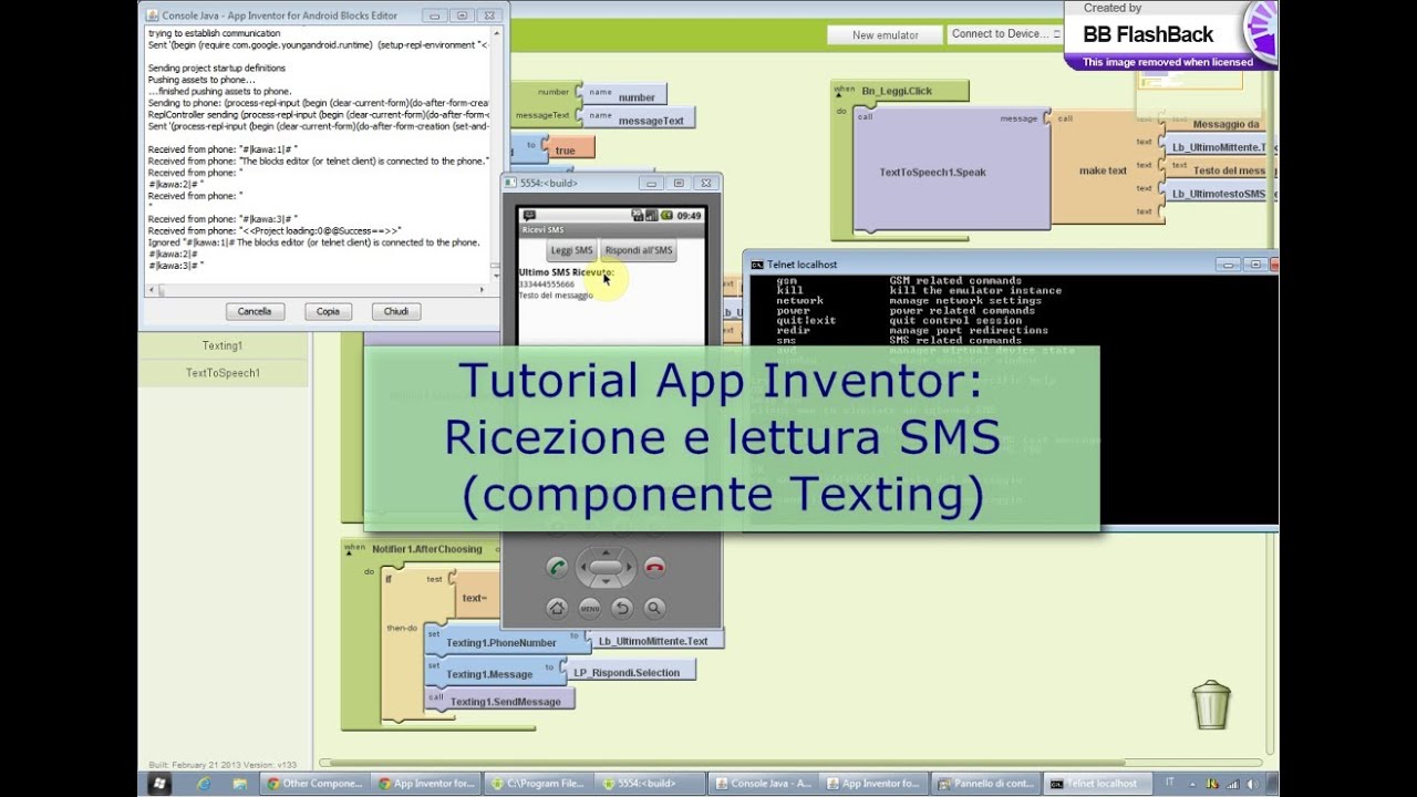 Tutorial - Ricezione e lettura SMS con Android App Inventor (componente Texting)