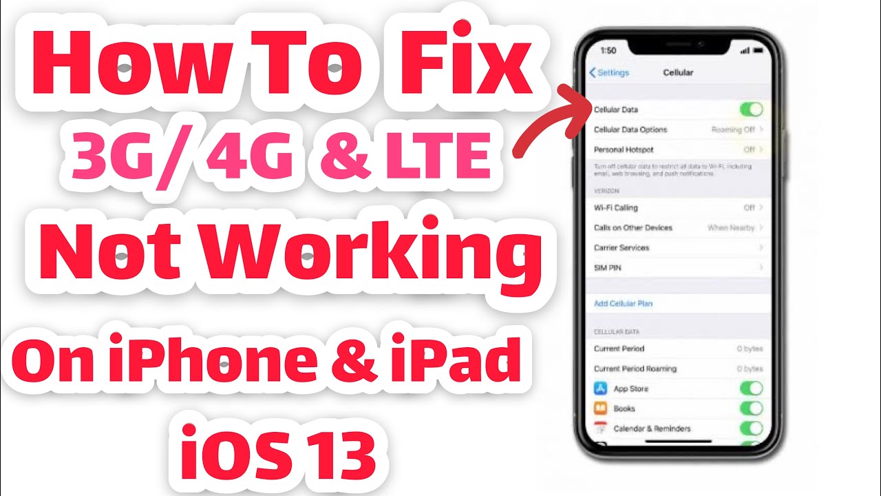 iPhone 4G & Mobile Data Not Working Fix iOS 13 ( How To FiXed 4G/LTE on iPhone  6,6s,6s ,7,8iPhone X - YouTube