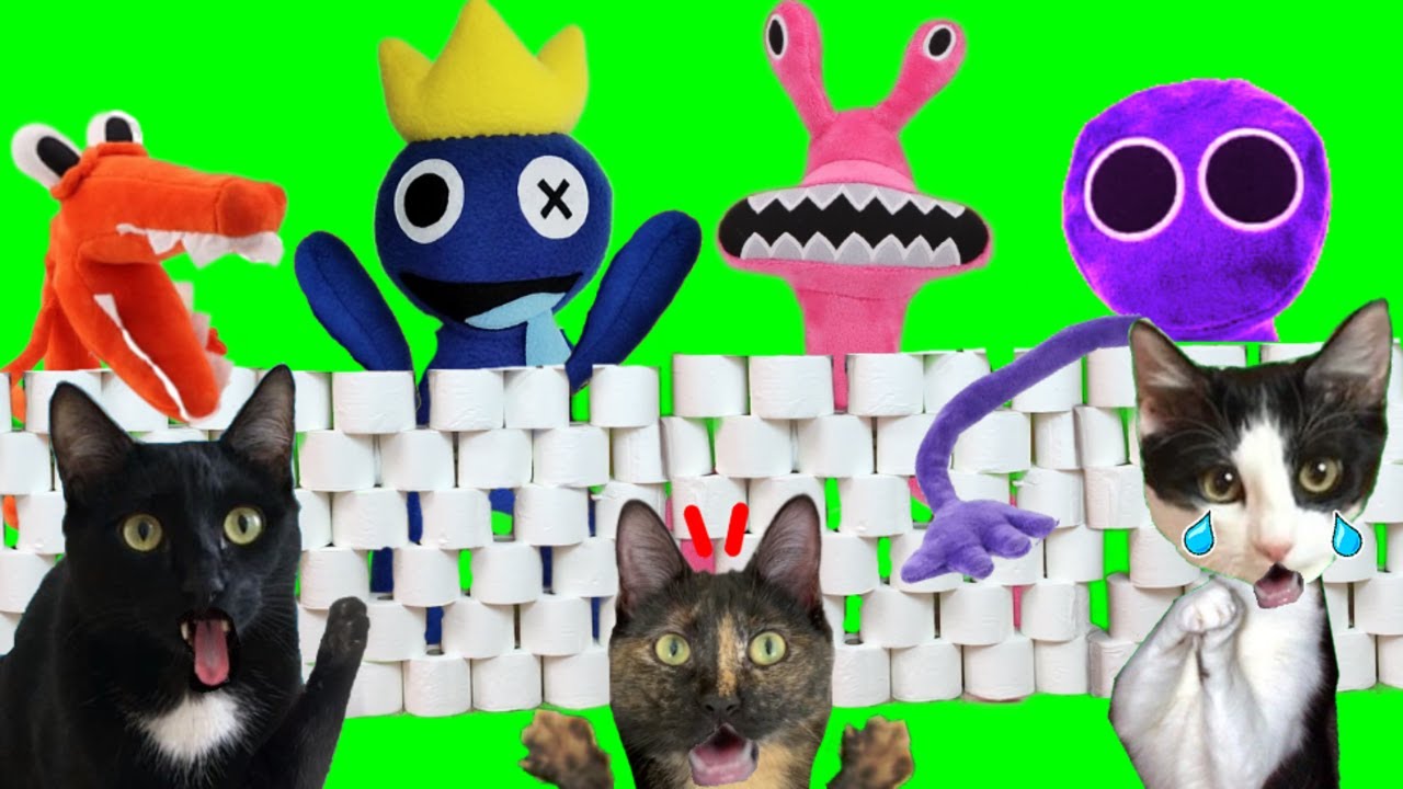 Rainbow Friends en la vida real vs pared de papel higiénico / Videos de gatitos Luna y Estrella