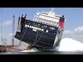 Launching Large Ships Various Types Compilation! Giant Waves In Storm &amp; Tropical Hurricane