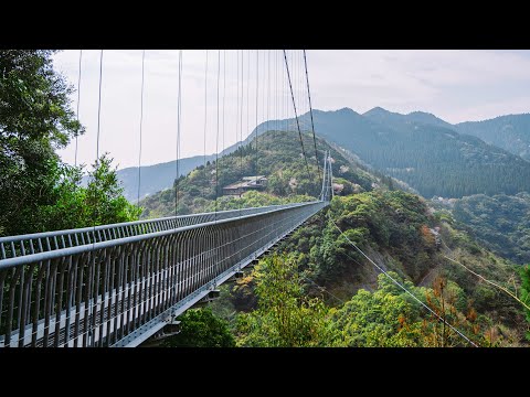 4K - Crossing Japans Biggest Suspension Bridge - Aya Teruha Bridge, in Miyazaki - 綾照葉大吊橋散歩