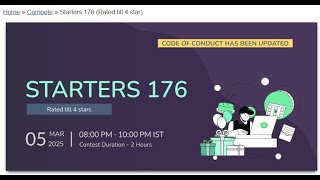 STARTERS 176 || CodeChef contest LIVE  || #codechef #coding #programming #contest