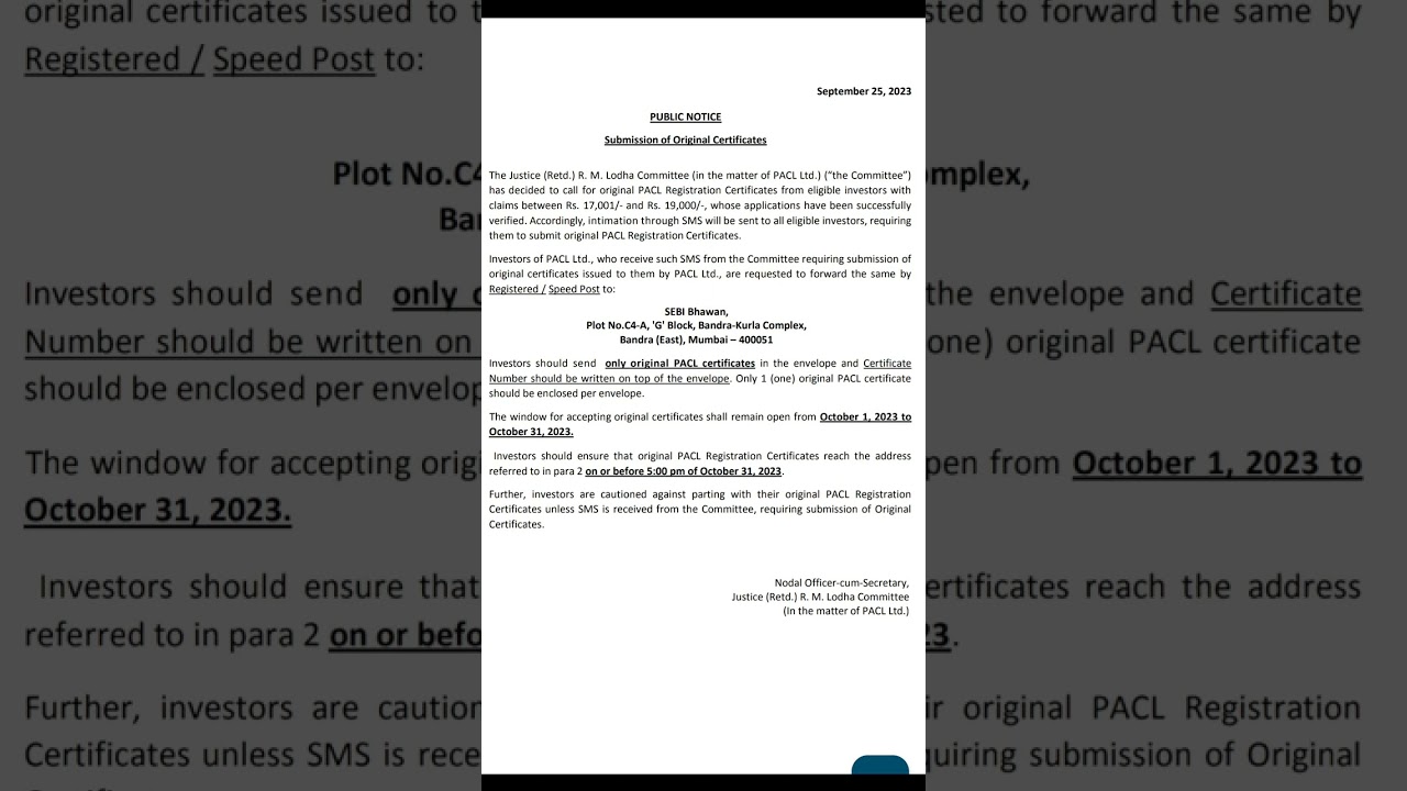 PACL update. | Pacl | 2023 