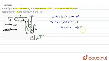 In the figure find the velocity and acceleration of B, if instaneous velocity and acceleration o...