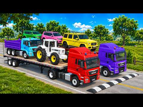Flatbed Truck McQueen Transportation with Truck Pothole vs Car #29 BeamNG Drive