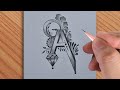 Amazing drawing tattoo of a letter design making with pencil  how to make tattoo