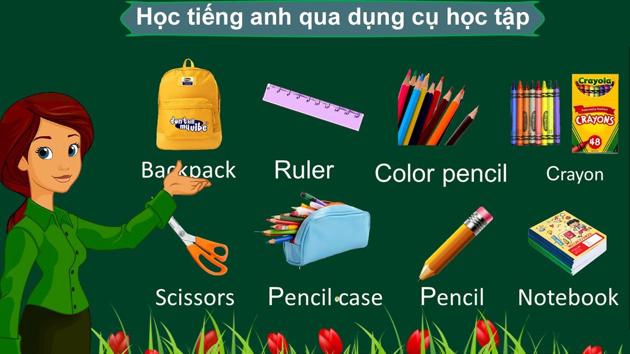 Dụng cụ học tập bằng tiếng anh | Thanh nấm – Dạy bé học tiếng anh / Học tiếng anh qua dụng cụ học tập / Tiếng anh lớp 1 / học từ vựng