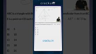 ABC is a triangle with BC=5. D is the foot of the perpendicular from... # 82 | XAT PYQ