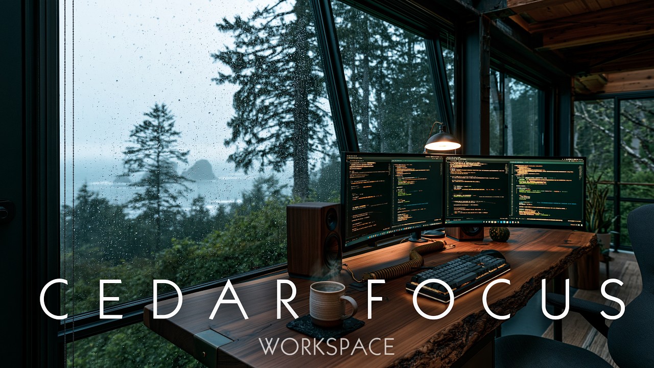 [Lofi Chillhop, Foggy Forest] Subtle Rain Deep Work & Coding Ambiance | Pacific Coastal Loft 4K